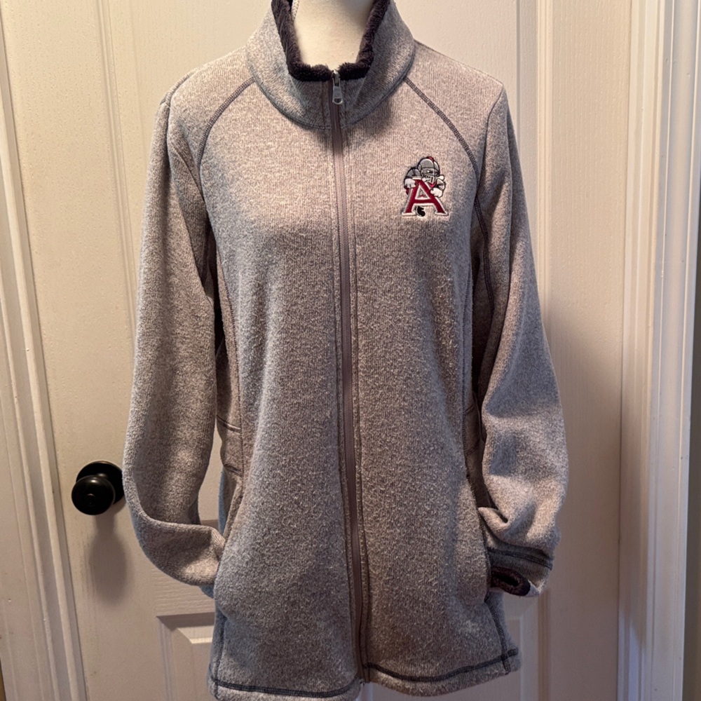 Champion Women's Gray Fleece Jacket with Alvernia University logo
